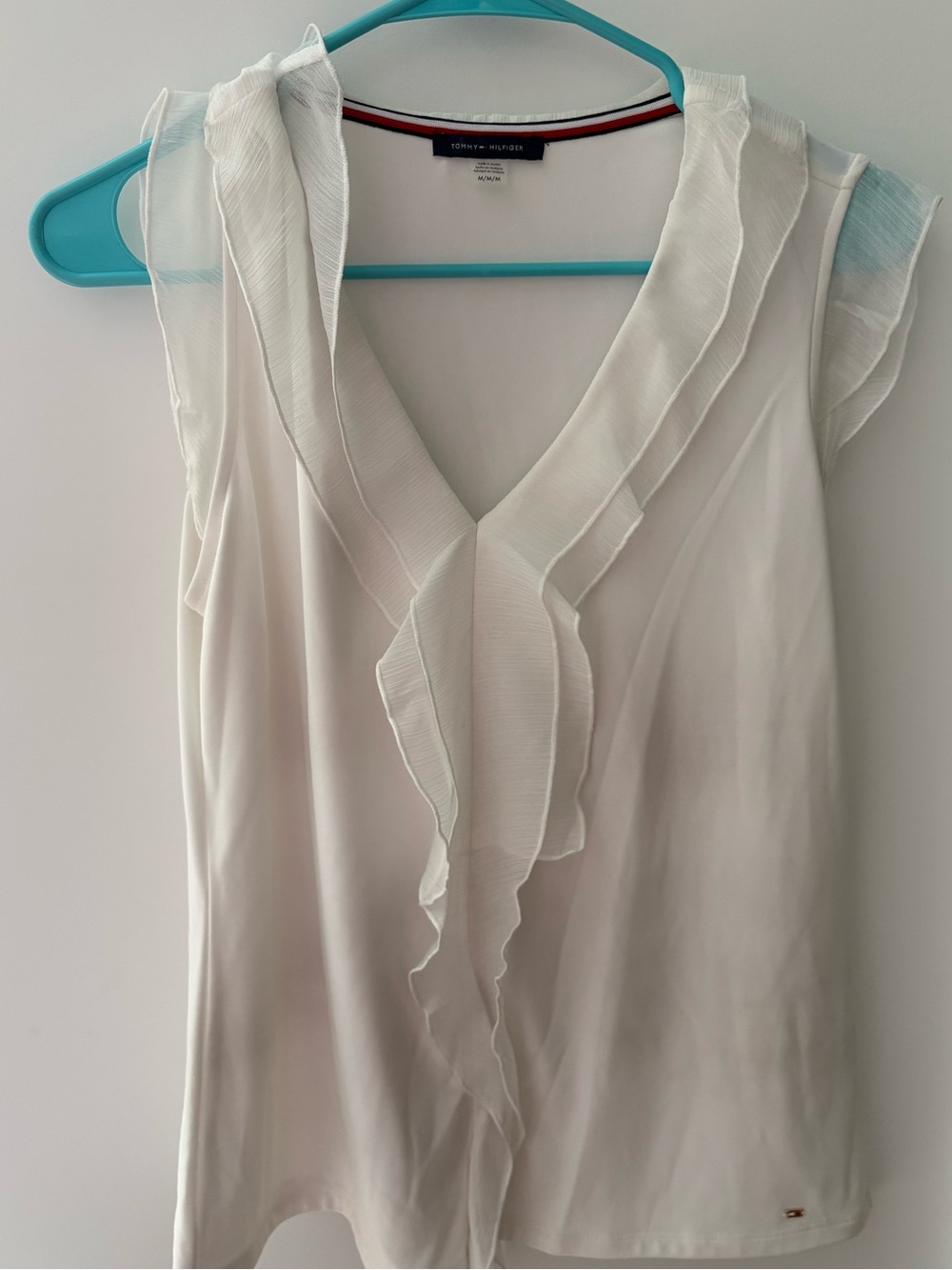 Tommy Hilfiger White Ruffle V-Neck Sleeveless Camisole